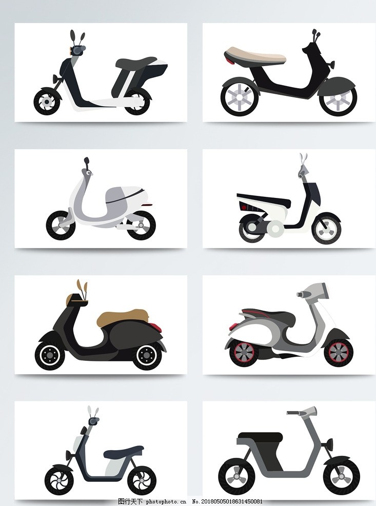 黑白風(fēng)格卡通電動(dòng)車元素